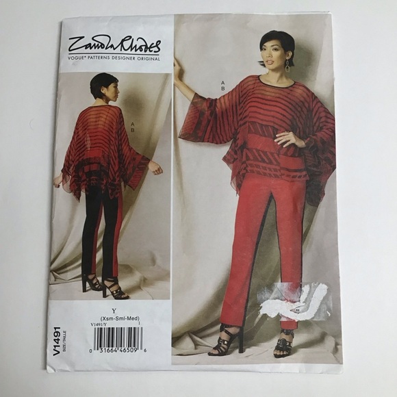 Vogue Zandra Rhodes Designer Sewing Pattern 1491 Tunic Pants Xsm-Med 4-14 FF UC - Picture 1 of 4